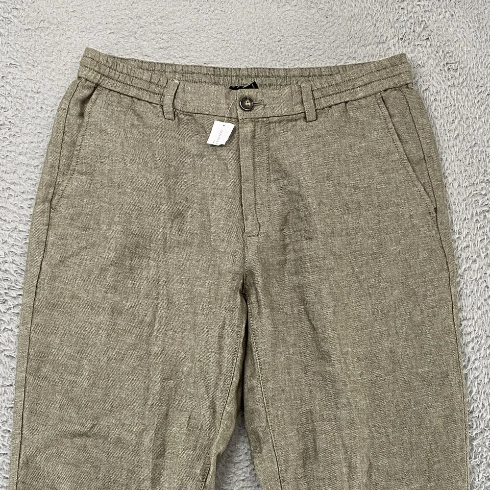 Banana‎ Republic Mason Pants Mens 34x28 Green Linen Cotton Athletic Taper Chino